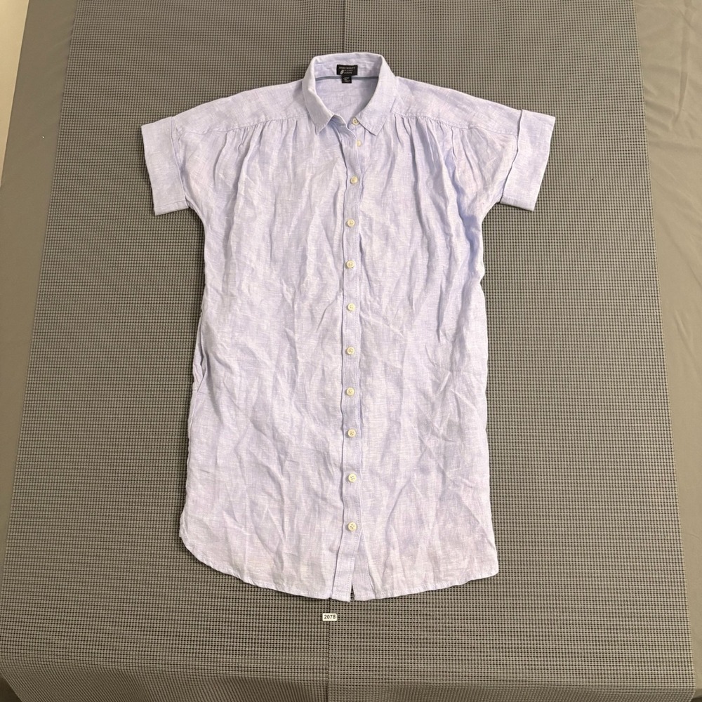 J.Crew Baird McNutt Irish Linen Shirt Dress Light Blue Short Sleeve XSP